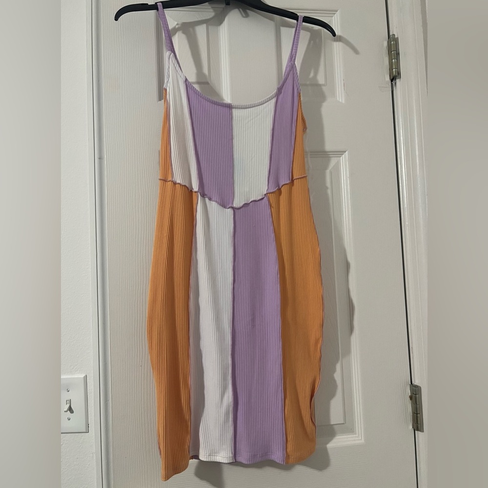 White, Purple and Orange dress